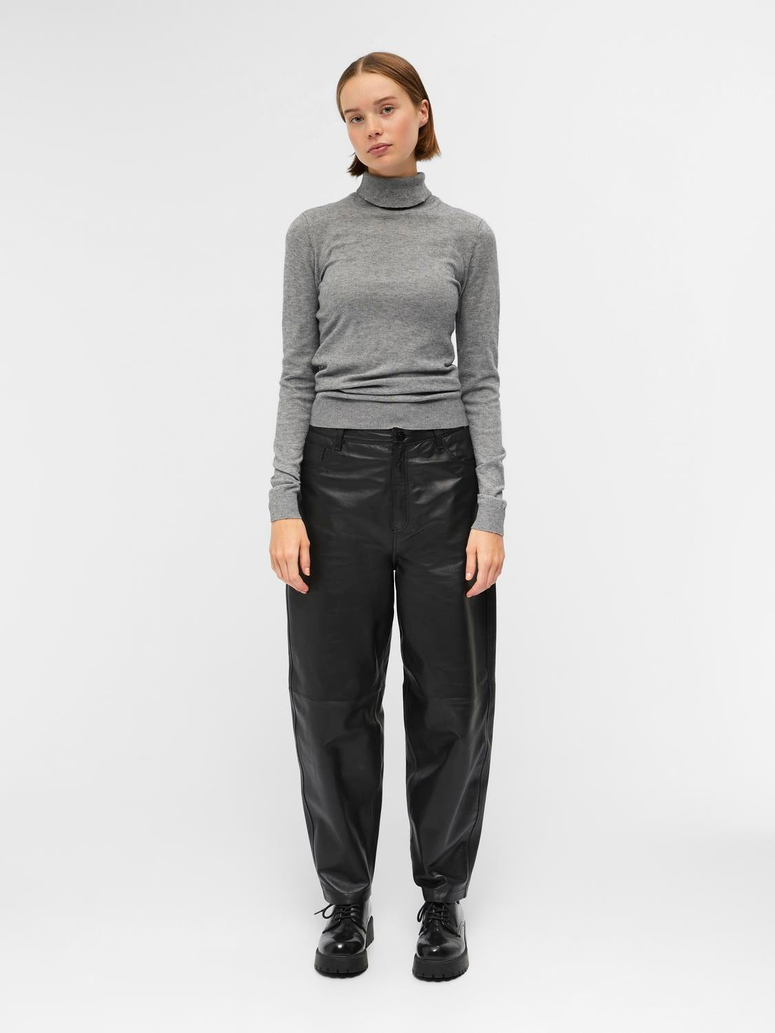 OBJTHESS Pullover - Medium Grey Melange - VERO MODA & VILA Bergvik